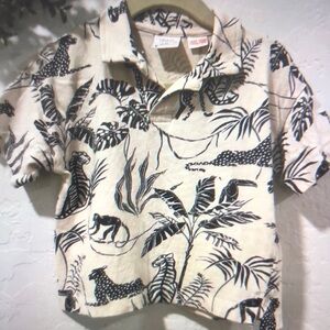 Zara Kids Jungle Print Polo - Black and Cream